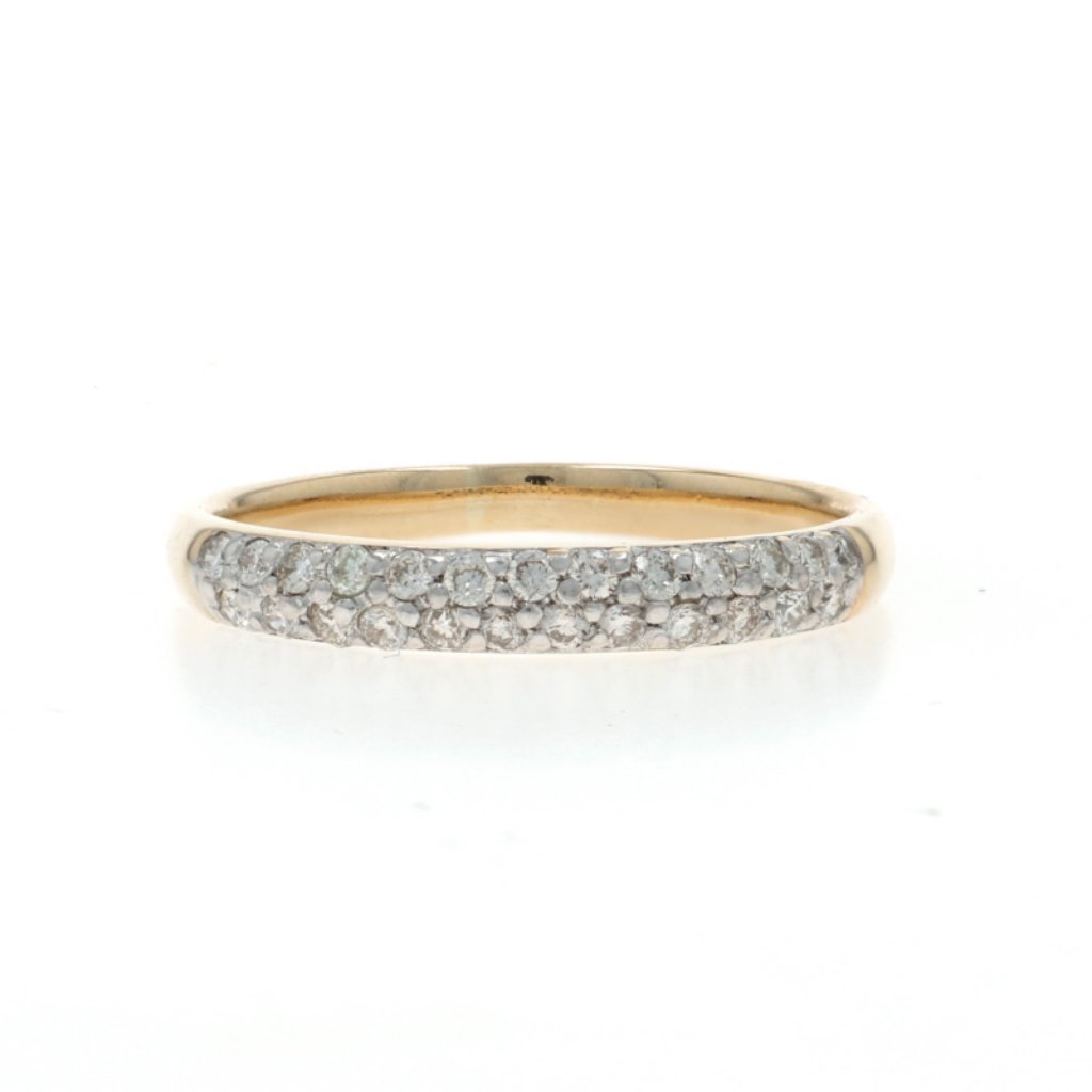 Yellow Gold Diamond Wedding Band - 14k Round Brilliant .25ctw Ring Pave
